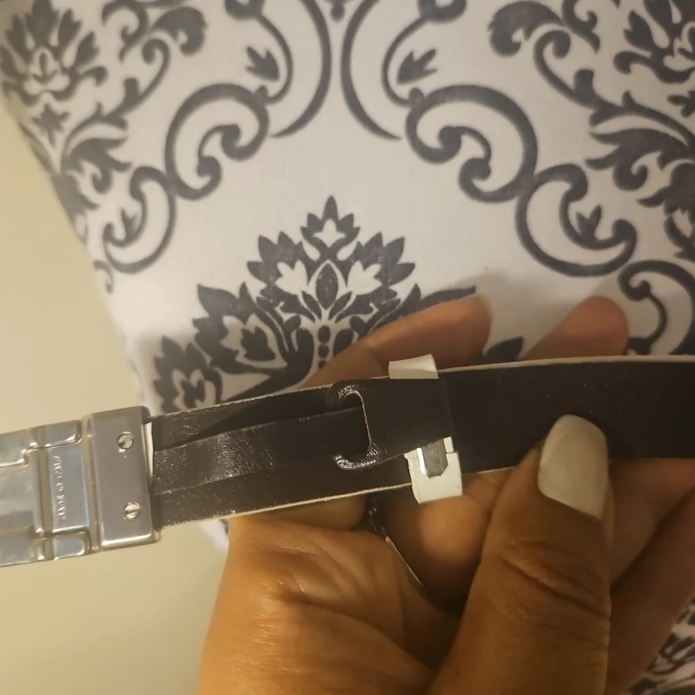 Rare Vintage Coach White Polished Calfskin Logo Buckle Belt –Italy –Size Large